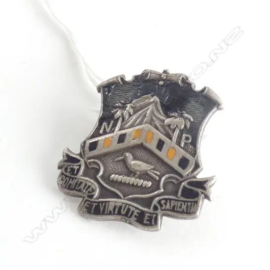SILVER NEW PLYMOUTH BOYS HIGH SCHOOL BADGE