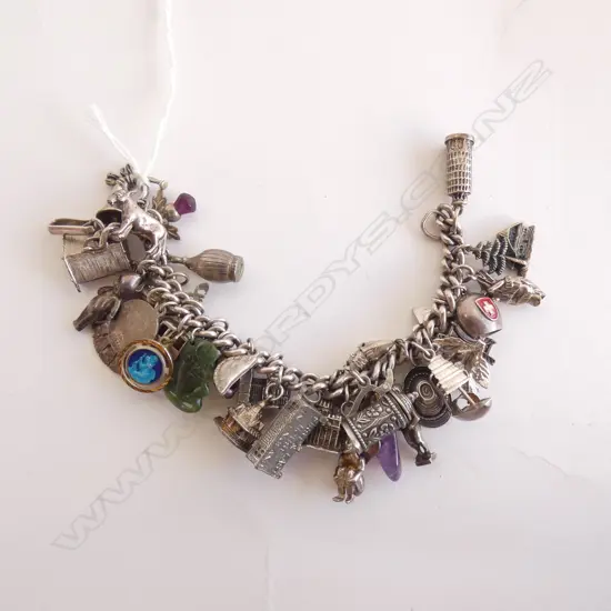 ST SILVER CHARM BRACELET LADEN WITH CHARMS