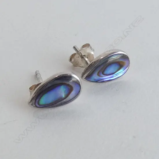 ST. SILVER AND PAUA STUD EARRINGS