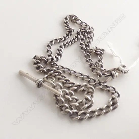 ANTIQUE SILVER DBLE GRADUATED FOB CHAIN