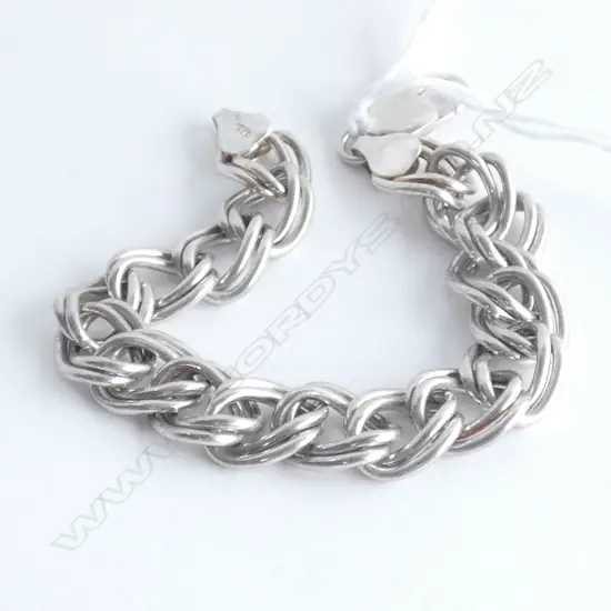 SILVER DBLE OPEN CURB LINK BRACELET