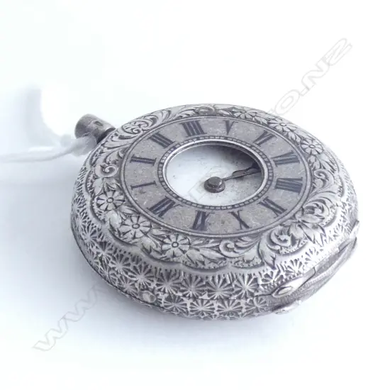 ANTIQUE SILVER HALF HUNTER POCKET WATCH A.F