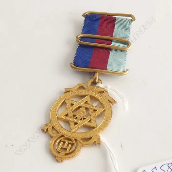 GILT MASONIC JEWEL 3 COLOUR RIBBON
