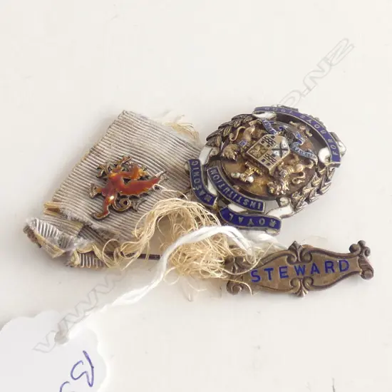 ANTIQUE SILVER/ENAMEL R/MASONIC INST. MEDALLION ETC