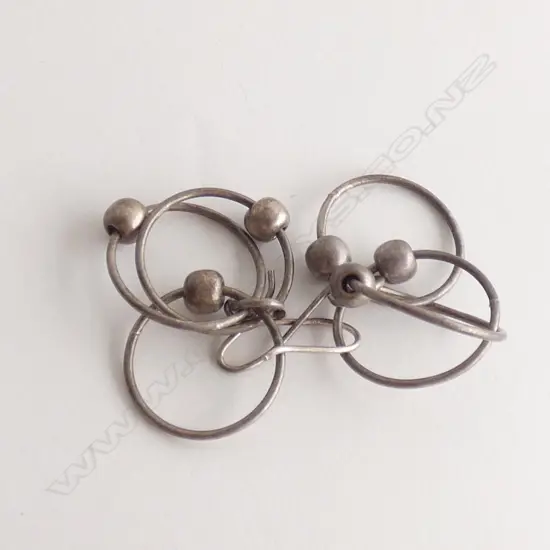 SILVER MULTI RING & BEAD PR EARRINGS