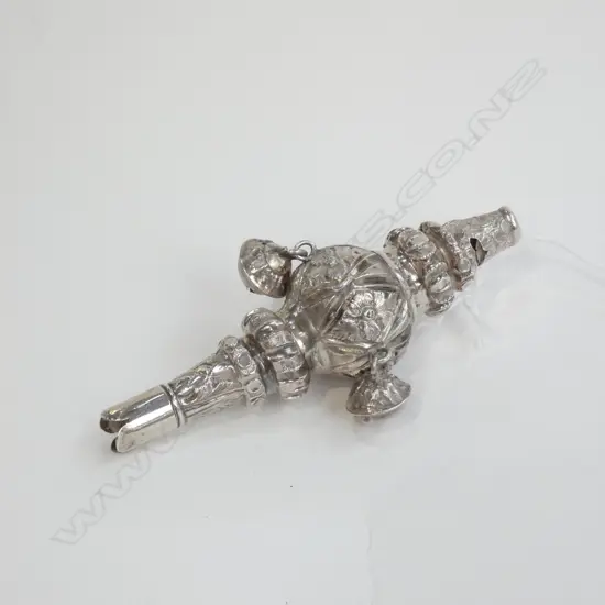 STG SILVER BABY RATTLE WHISTLE 27GMS a/f