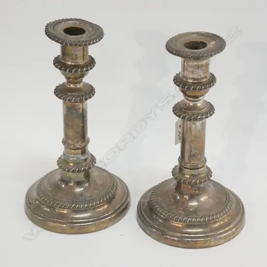PR SHEFFIELD PLATE CANDLESTICKS