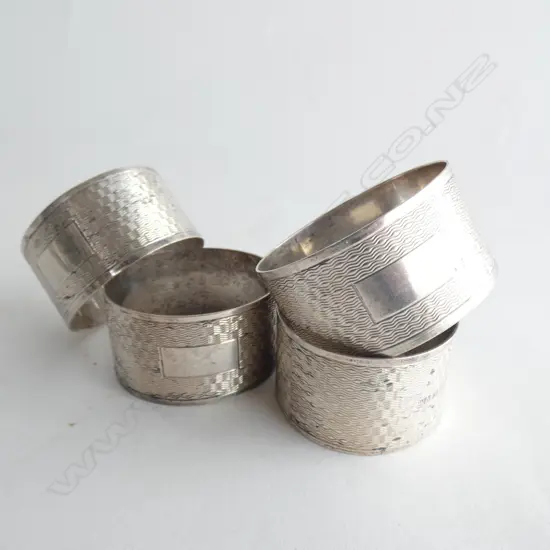 SET 4 STG SILVER NAPKIN RINGS - BIRMINGHAM 1964 96GMS 