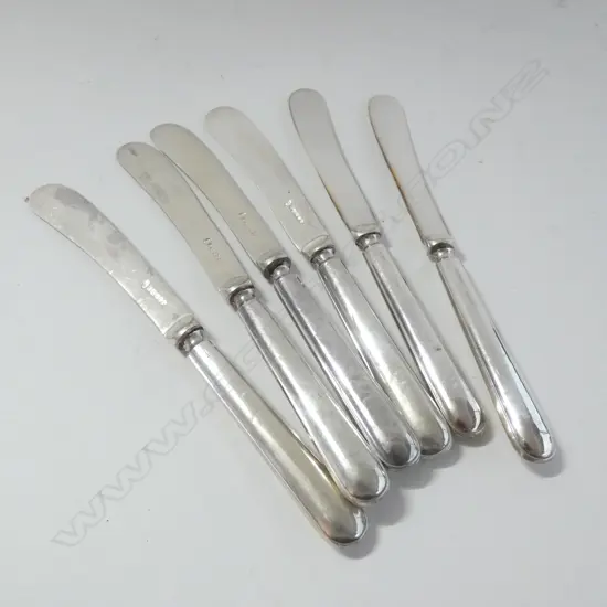 SET 6 STG SILVER & EP PATE KNIVES SHEFFIELD 1919  124GMS