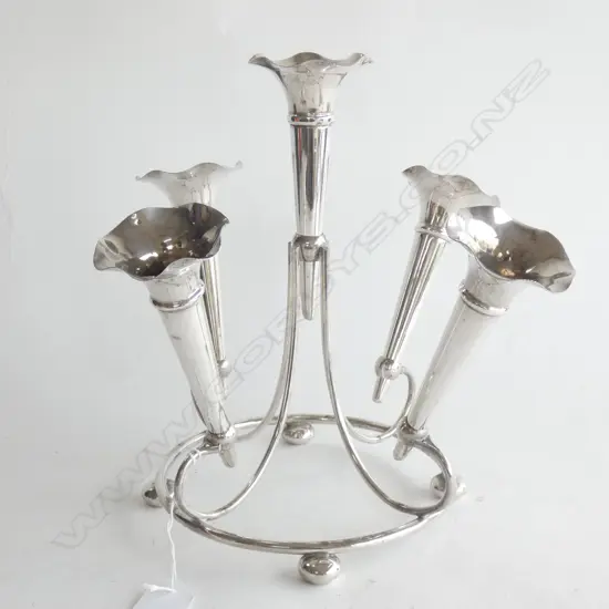 SILVER PLATE 5 TRUMPET EPERGNE H. 240MM