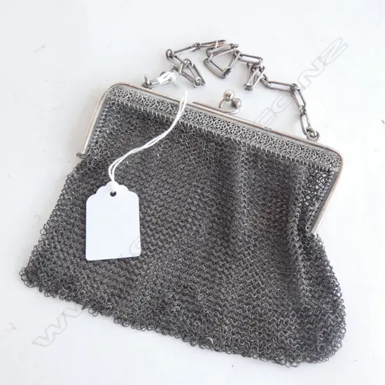 VINTAGE 925 SILVER FRAMED CHAIN MESH EVENING BAG