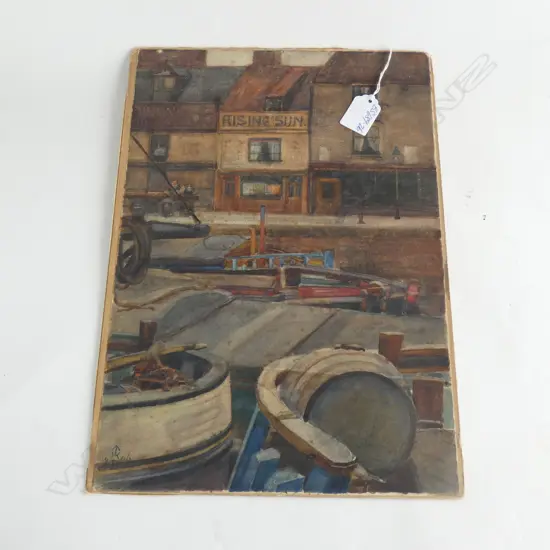 H.B. 1906 ARTIST UNKNOWN W/C RISING SUN 360 x 260mm