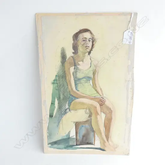 H.L. RICHARDSON W/C SEATED WOMAN 380 x 230mm