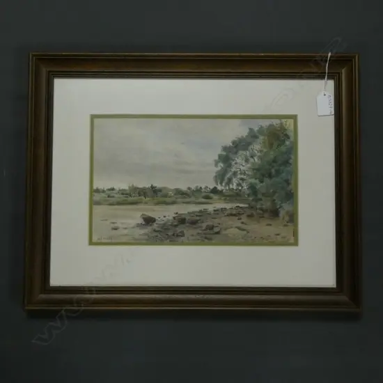 WATERCOLOUR ON BOARD 'AUCKLAND HARBOUR NEAR ORAKEI' MJ SMITH  300 X 185MM