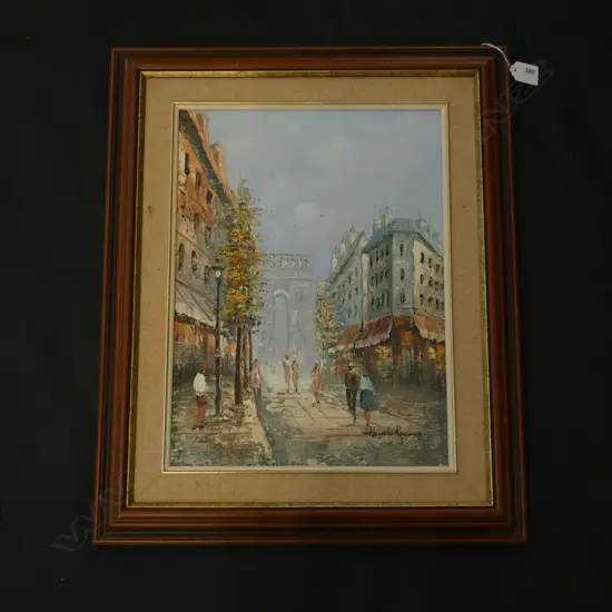 OIL ON CANVAS - STREET SCENE BY HARRIS ROGERS 400 X 290MM