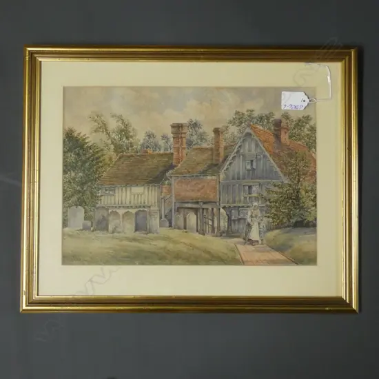 VICTORIAN W/C 'LYCH GATE' BY PENSHURST. labeled verso 235 x 335mm