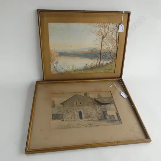 2 X CRANLEIGH BARTON W/C'S STONE HOUSE & LAKE SCENE