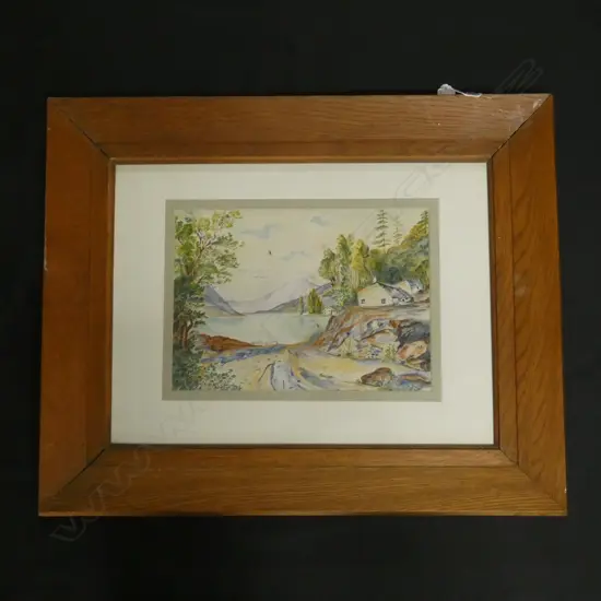 FRAMED WATERCOLOUR ON BOARD 'HUDSON RIVER' M G MILNER 340 X 240MM