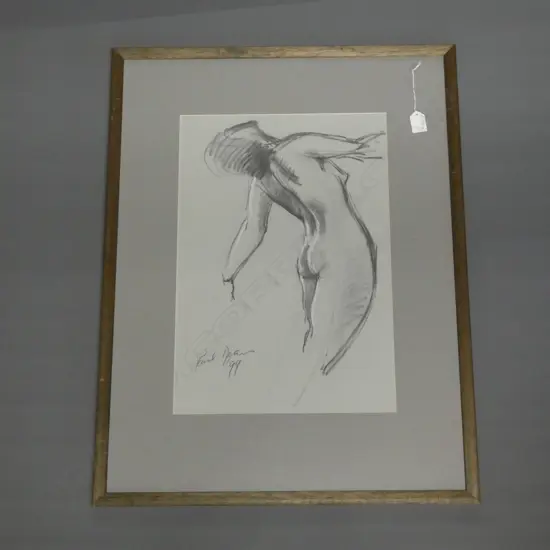 Charcoal with white heightening. Framed under glass.  Paul is the son of the late Austen Deans