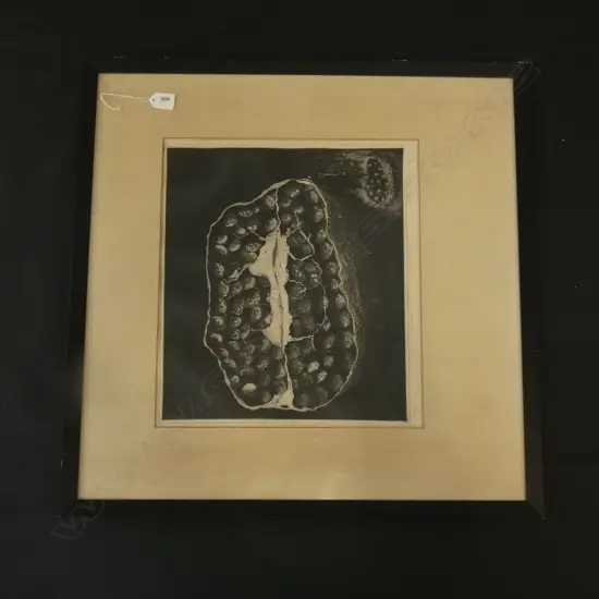 ABSTRACT INK ON PAPER ' POMEGRANATE IN B&W BY PENNY CAMEROD 1971 360 X 410MM