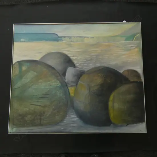 MOERAKI BOULDERS OIL ON CANVAS. STEEL FRAME
