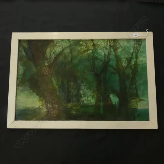 OIL ON BOARD - TREE SCENE - SIGNED 520 X 820MM
