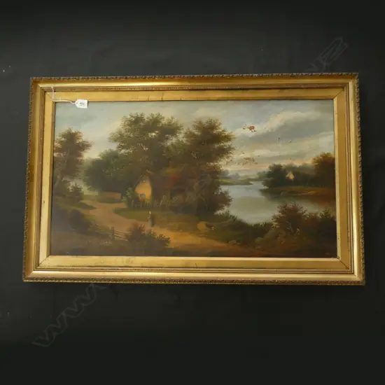 OIL ON CANVAS FARM SCENE 440 X 800MM