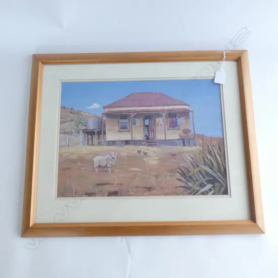 W.A. MCCORMICK PRINT - COTTAGE SCENE & SHEEP SIGNED 380 X 265MM