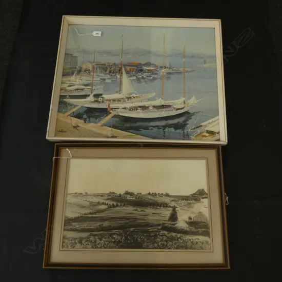 2 PRINTS 1 BY G DESCHUGH(?) 1 FARM SCENE 510 X 620MM