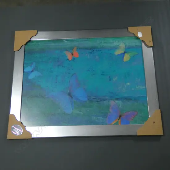 FRAMED 'SCHMETTERING TURKIS' BUTTERFLY PRINT 780 X 580MM