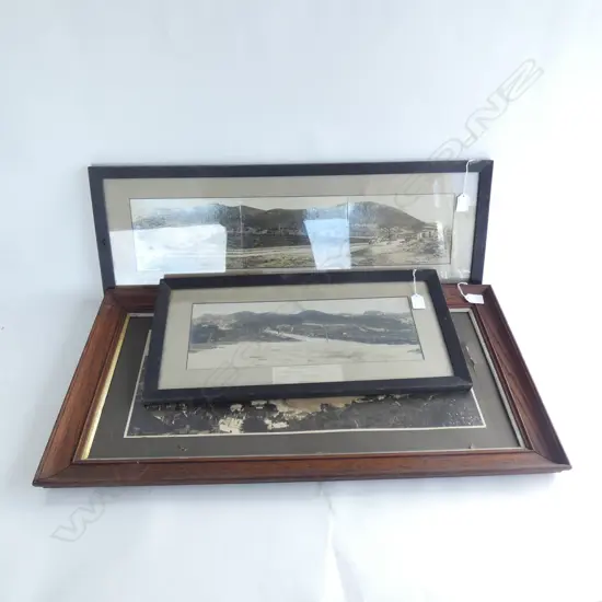 3 LARGE FRAMED HISTORIC BLACK & WHITE PHOTOS; 2 C1927 LARGEST 670 X 240MM