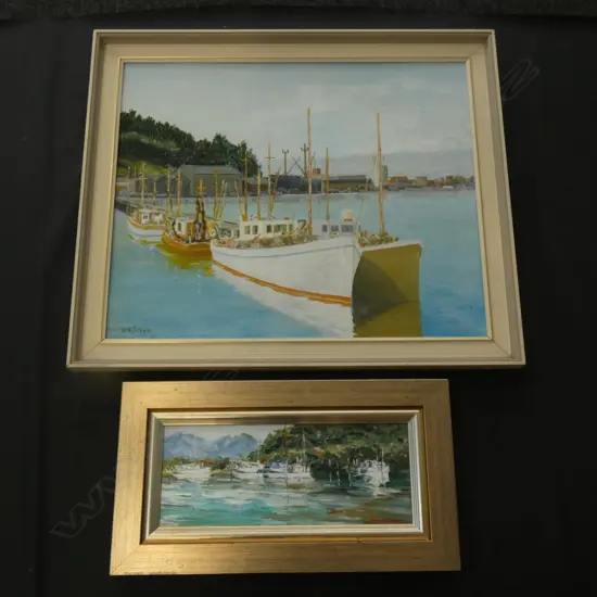 2 OIL ON BOARD-  LG WK SEAGAR 500 X 600 + SM BY HENRY DAY