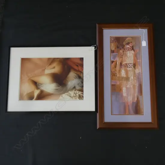 2 FRAMED WOMAN ARTWORKS. PHOTO SEMI NUDE + FLAPPER PRINT