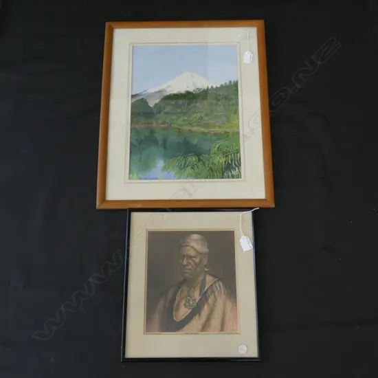 2 ARTWORKS. VALMA PURDUE W/C NGARAHOE + LINDAUER PRINT