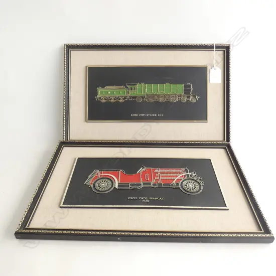 1930 STUTZ BEARCAT & LNER CITY OF YORK TRAIN - 3D FRAMED ART 265 X 125MM