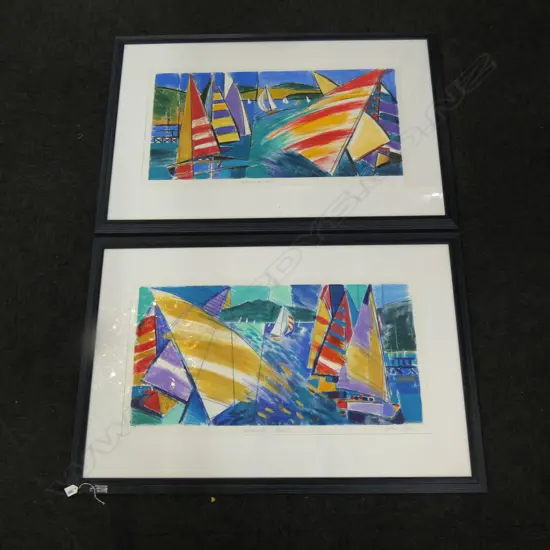PR LTD EDITION PRINTS - 'RAINBOW OF SAILS' & WAITEMAT A SAILS' BY CYNTHIA TAYLOR  810 X 3909MM  Ex Sultan of Brunei