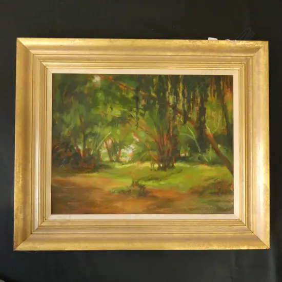 OIL ON BOARD FOREST SCENE 580 X 450MM  Ex Sultan of Brunei