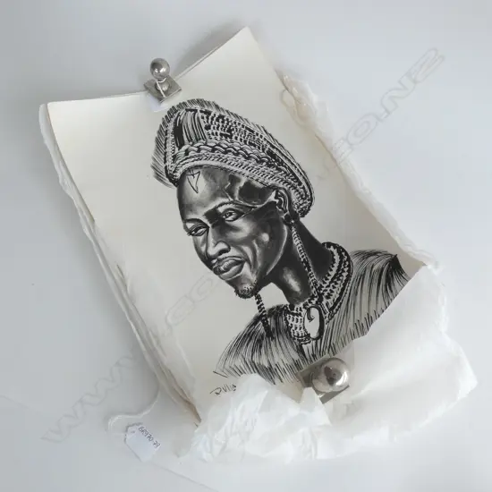 8 STH AFRICAN ARTIST R. KILLA TRIBAL SKETCHES 320 X 460MM + 3 LARGER PASTELS