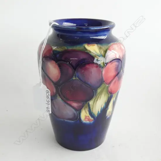 MOORCROFT PANSY VASE; SIGNATURE TO BASE H. 160MM