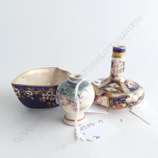 3 MINI VASES RCD H.65mm UNMARKED + SATSUMA H.45mm + COALPORT
