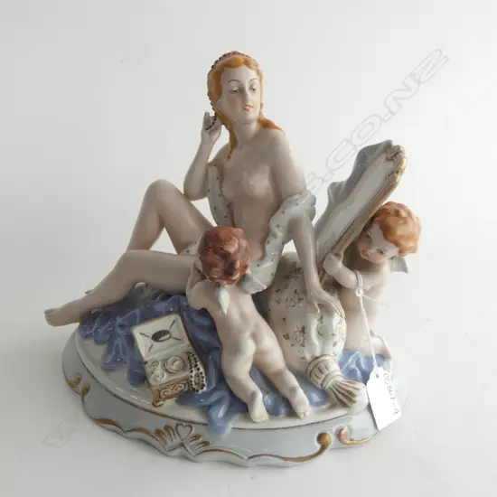 ROYAL DUX FIGURINE - NAKED LADY & CHERUBS L 270 H 220MM
