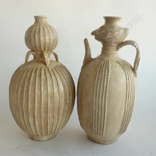 2 ORIENTAL CRACKLE GLAZE VESSELS H.320mm