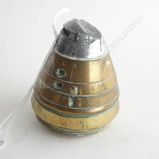 OLD COPPER & BRASS ARTILLERY FUSE TIMER H. 75MM