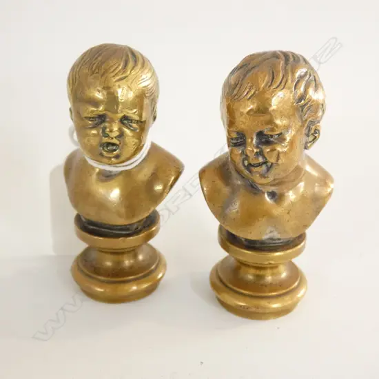 PR OLD BRONZE CHILD BUSTS WAX SEALS H. 70MM