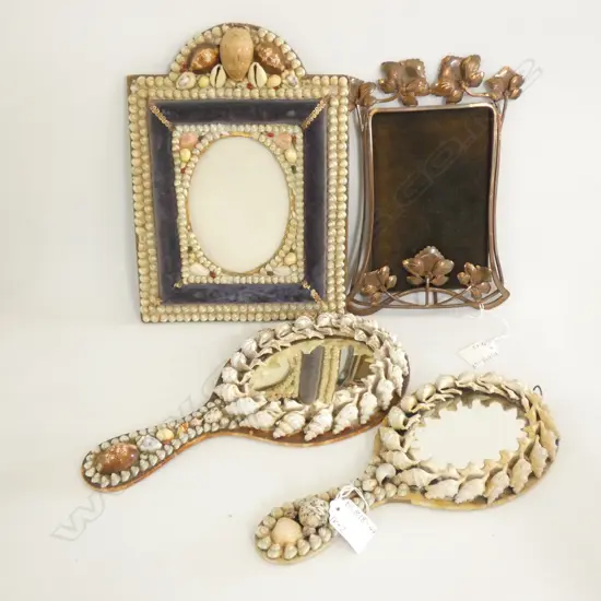 PR ARTS & CRAFT SHELL HAND MIRRORS & PHOTO FRAME (265 X 200MM) + METAL COPPER COL. FRAME (160 X 235MM)