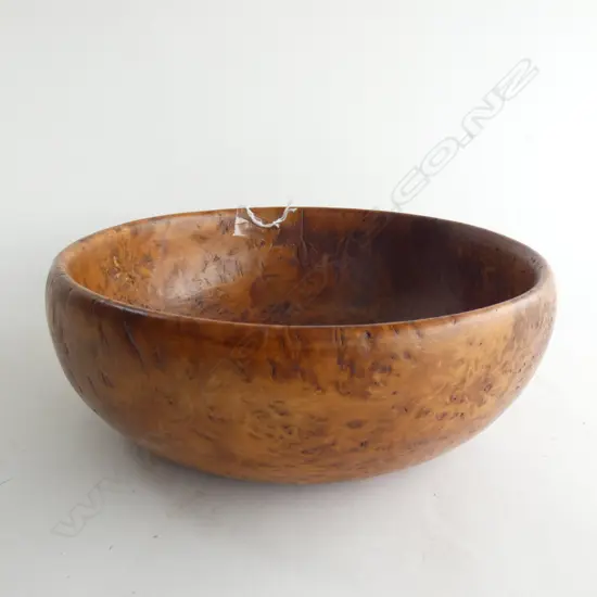 OLD WOODEN CARVED BOWL DIA 235MM