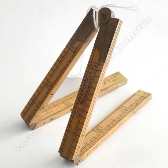 J RABONE & SONS VINTAGE 4 FOLD 12 INCH RULE BRASS & BOXWOOD