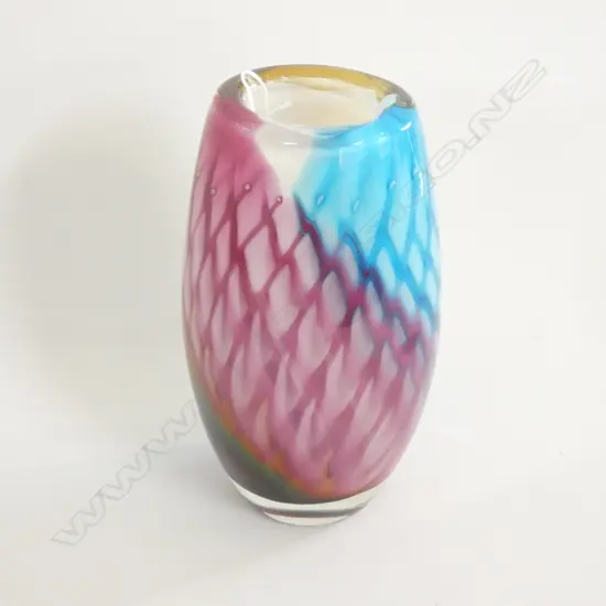 MULTI COLOURED HEAVY ART GLASS VASE 220MM