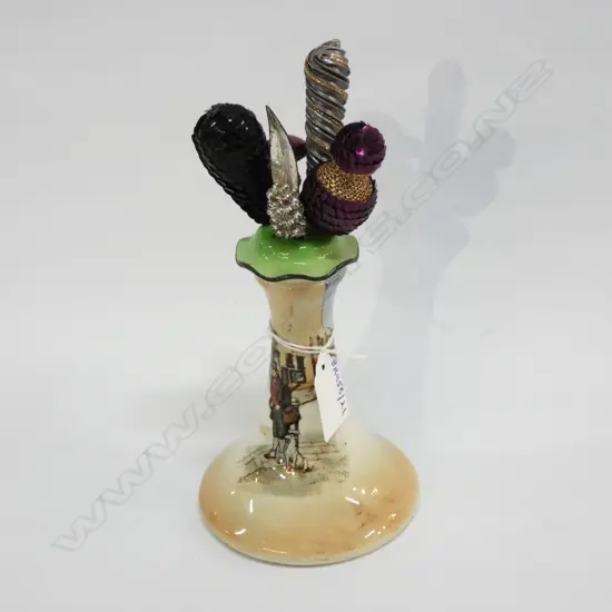 ROYAL DOULTON DICKENSWARE HATPIN HOLDER & PINS