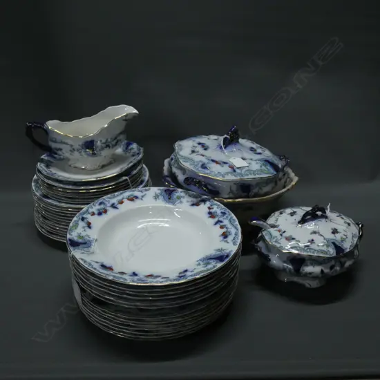 Dinner plates / entree plates / side plates / lg shallow soup bowls / gravy jug & saucer / lidded sauce dish & ladle